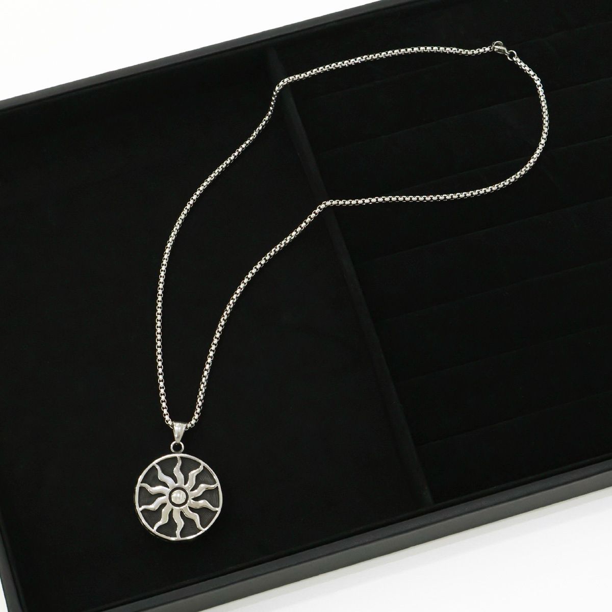 Sun Symbol Pendant Necklace — Stainless Steel Medallion | Unisex Layered Jewelry