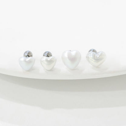 Aurora Heart Pearl Barbell - 4 Types | Helix, Conch, Tragus Earring