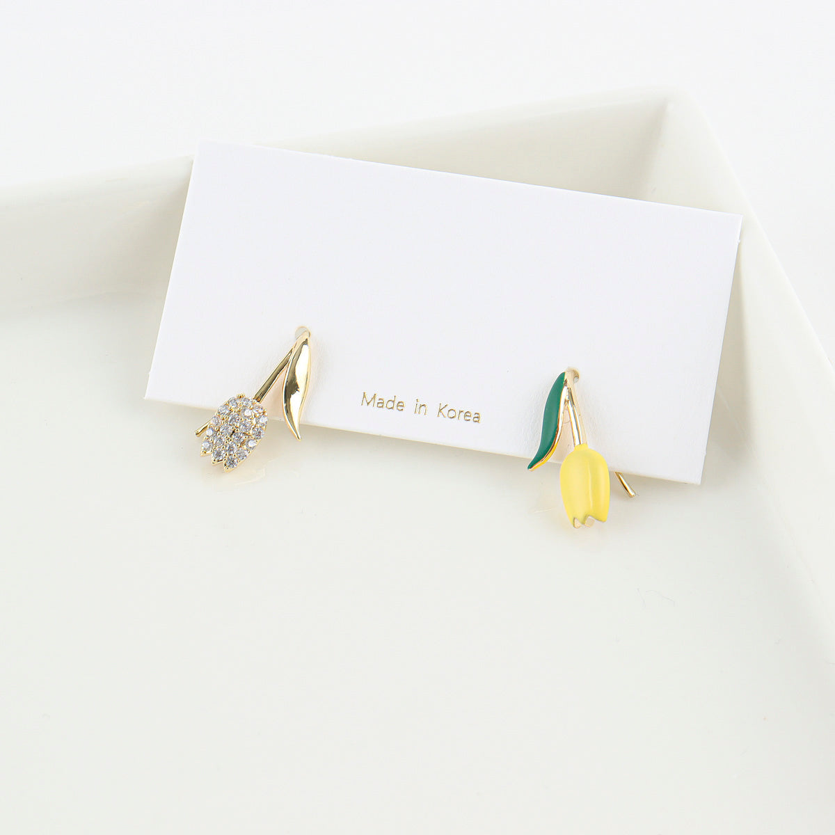 Asymmetric Tulip Ear Climbers - Gold