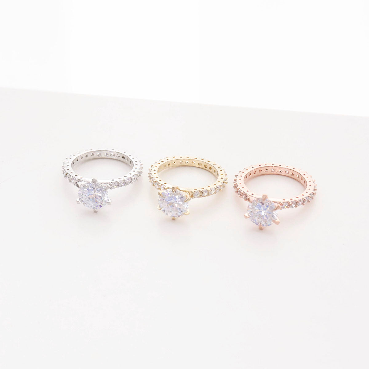 CZ Solitaire Eternity Band - Engagement & Anniversary Ring