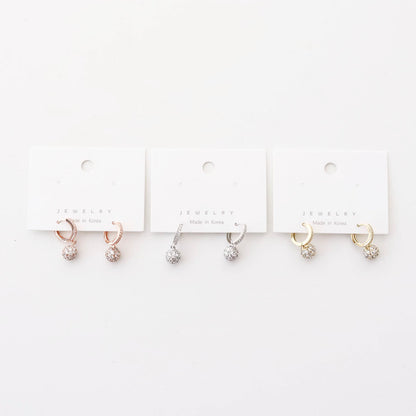 Sparkly Pavé Ball Huggie Hoop Earrings in Gold, Silver & Rose Gold