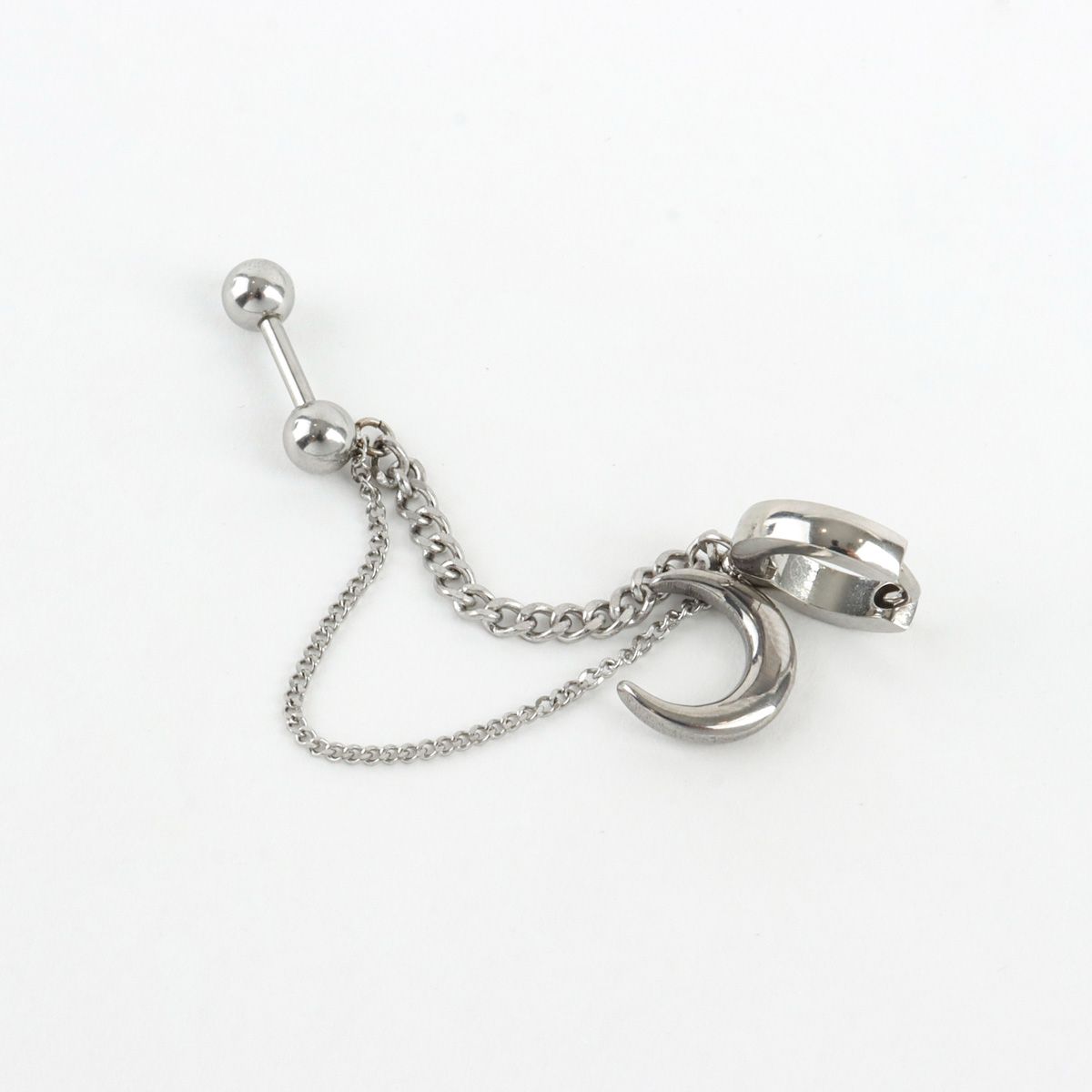 Surgical Steel Crescent Moon Double Chain Piercing Set