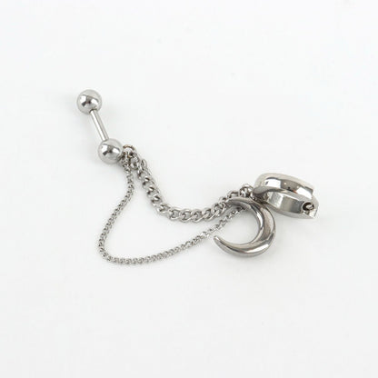 Surgical Steel Crescent Moon Double Chain Piercing Set