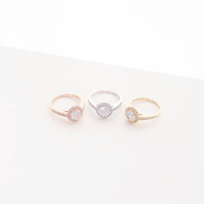 Halo CZ Ring - 14K Gold Plated Brass | Sparkly Travel Ring