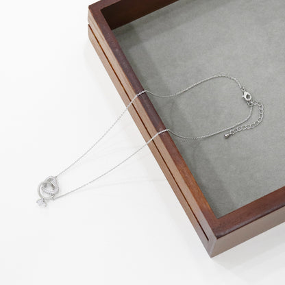 Interlocking Heart & Ring Pendant Necklace - Pavé CZ Diamond Setting, 14K Gold/Rose Gold/Silver Plated Brass, Promise Necklace for Girlfriend, Anniversary Gift