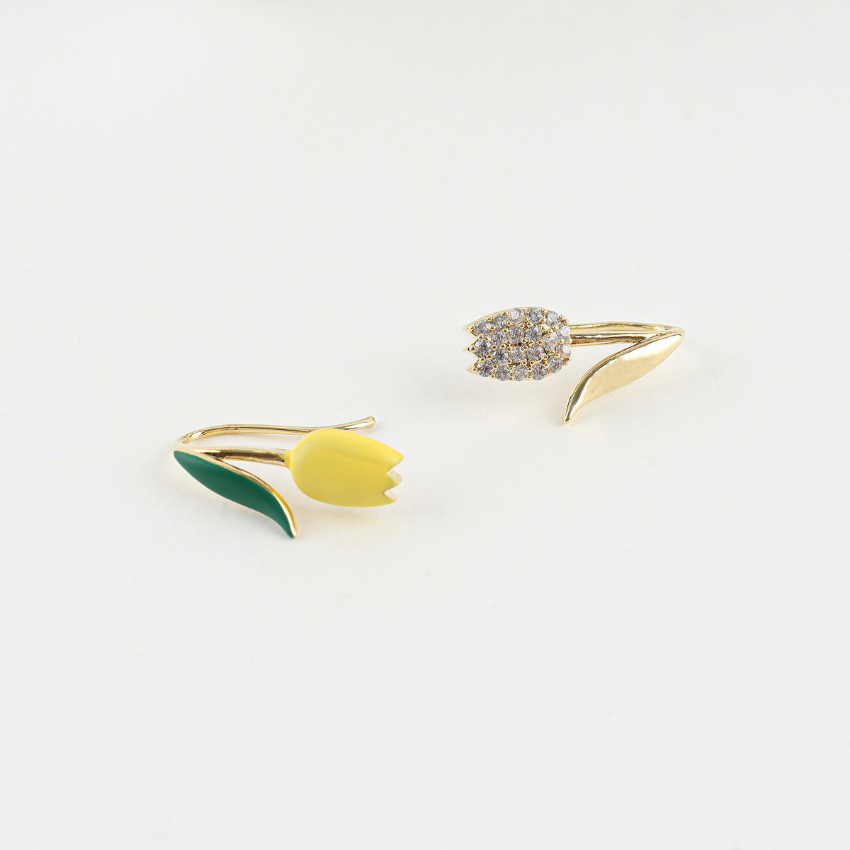 Asymmetric Tulip Ear Climbers - Gold