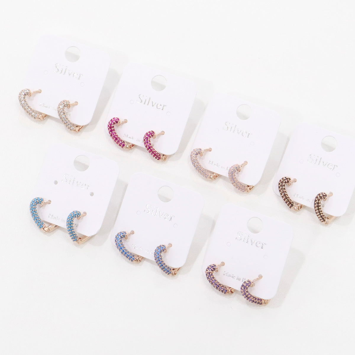 Sparkly Pavé Heart Huggie Hoop Earrings - 7 Colors CZ Cubic Zirconia | 14K Gold Plated Sterling Silver Posts