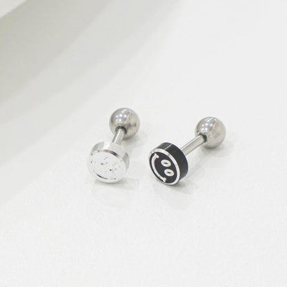  Smiley face studs showing front and back with screw closure