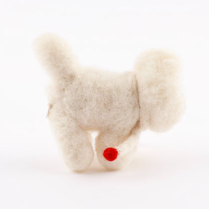 Handmade Needle Felted Bichon Frise Keychain | Wool Dog Bag Charm