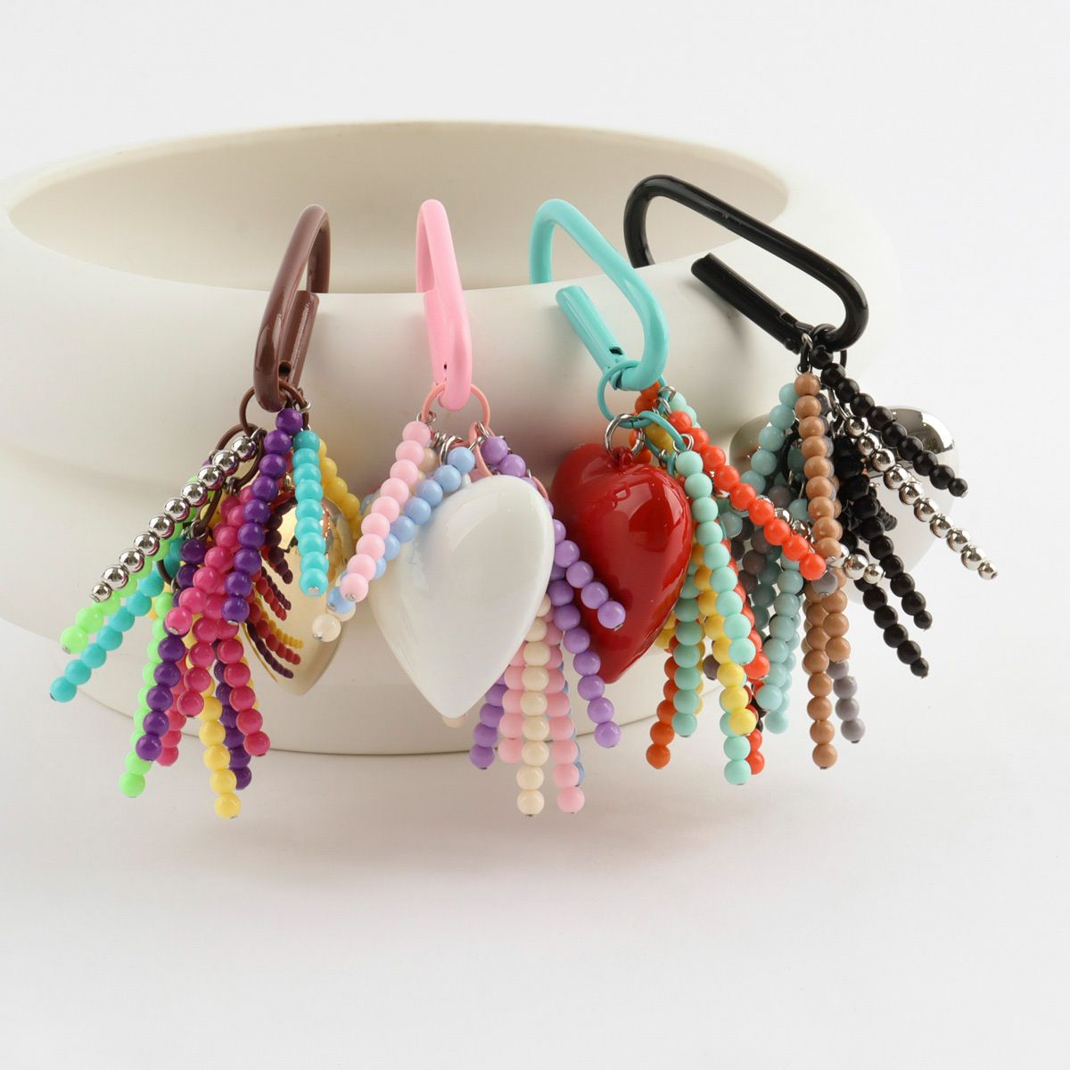 💖 Handmade Heart Beaded Keychain - Y2K Colorful Bag Charm | 4 Colors