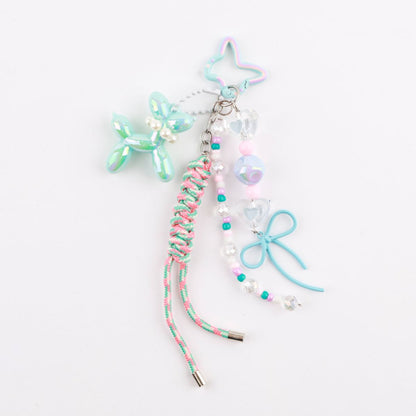 Handmade Balloon Dog Rope Keychain - Iridescent Poodle Bag Charm