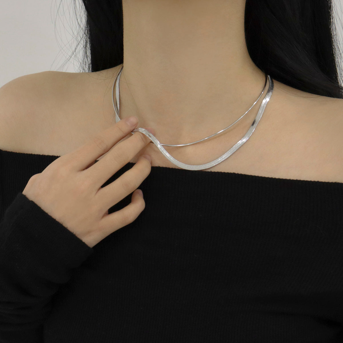 Layered Snake Chain Choker – Minimalist Brass Necklace | 8TTITTO8