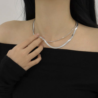 Layered Snake Chain Choker – Minimalist Brass Necklace | 8TTITTO8