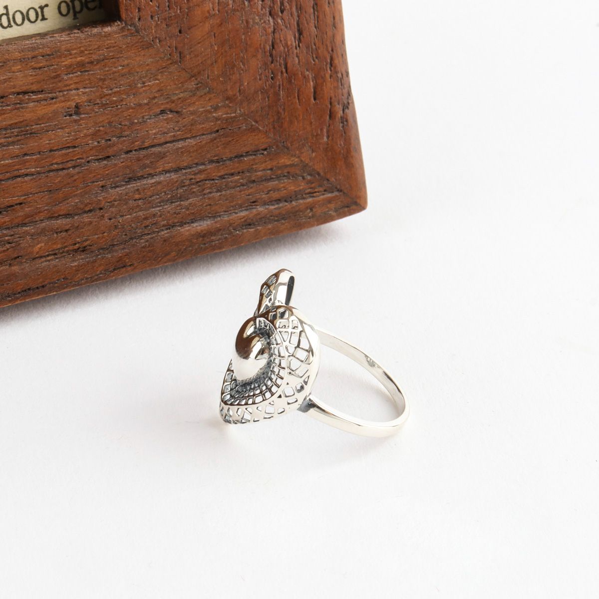 Vintage 925 Sterling Silver Filigree Puffy Heart Ring - Handmade