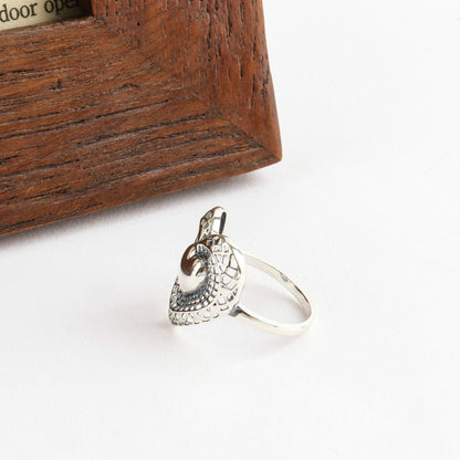 Vintage 925 Sterling Silver Filigree Puffy Heart Ring - Handmade