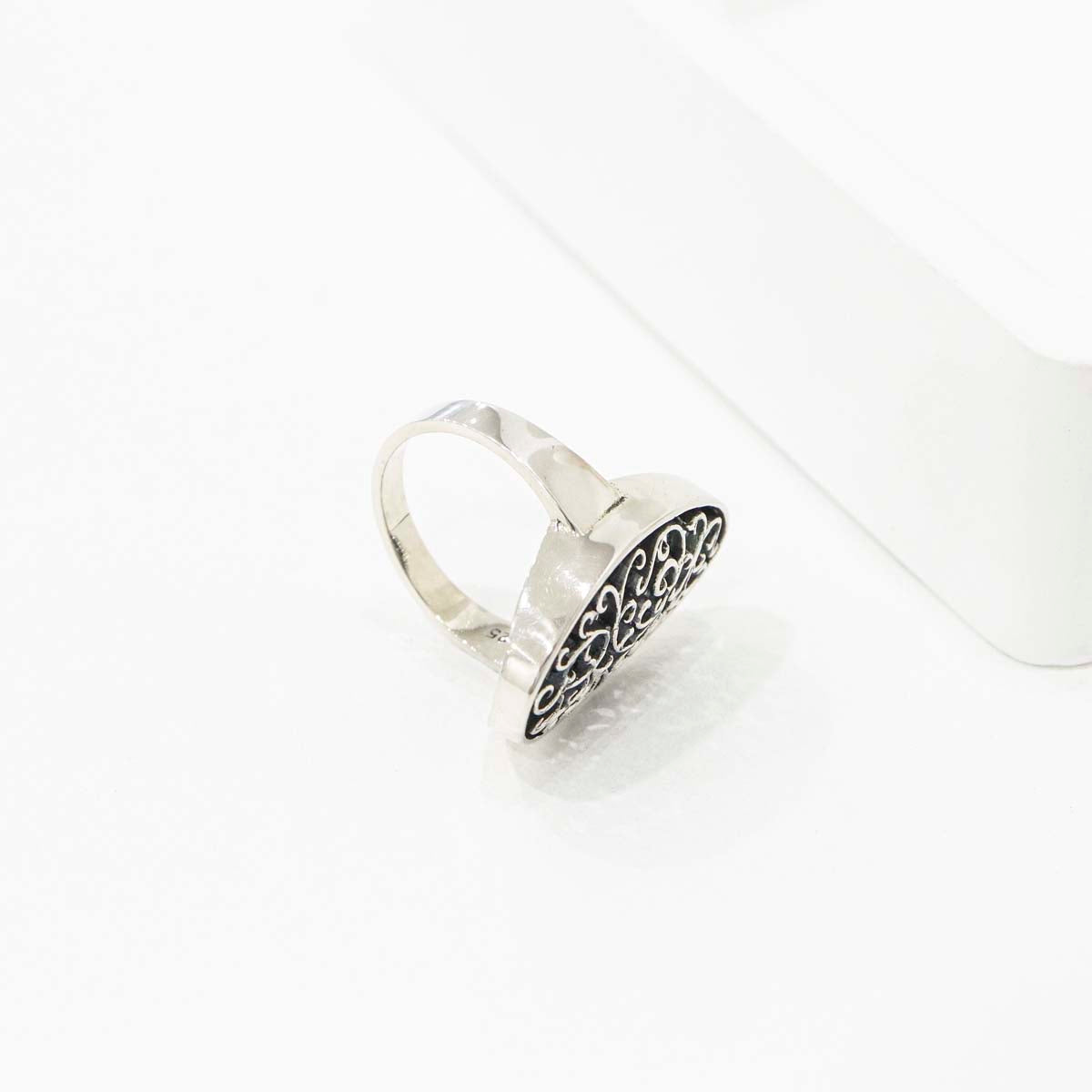 Vintage Filigree Oval Ring - 925 Sterling Silver Statement Ring