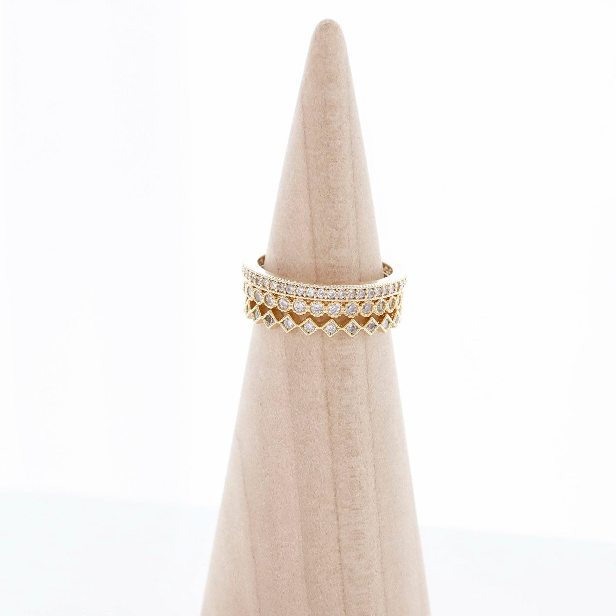 Pavé and bezel set stacking rings