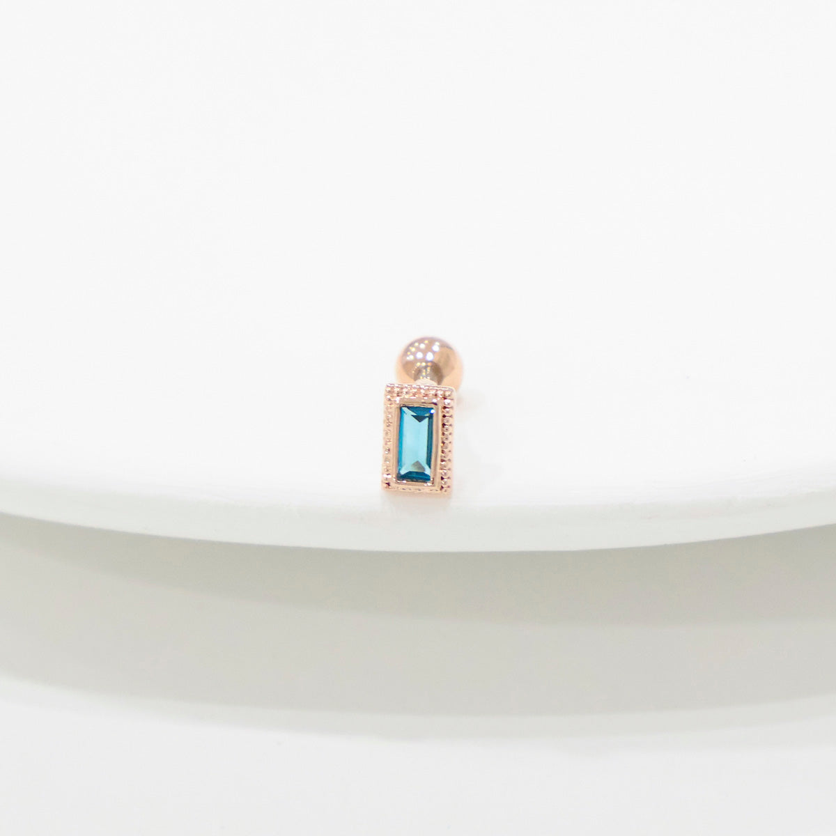 Baguette CZ Barbell Piercing – Single | Surgical Steel Post