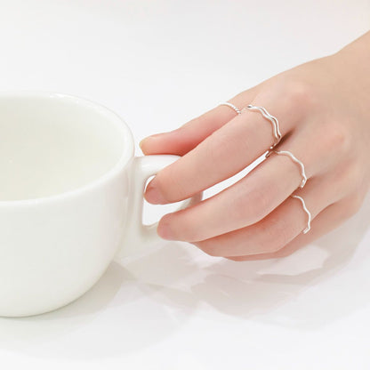 925 Silver Layered Midi Ring Set – 5 Pieces | 8TTITTO8