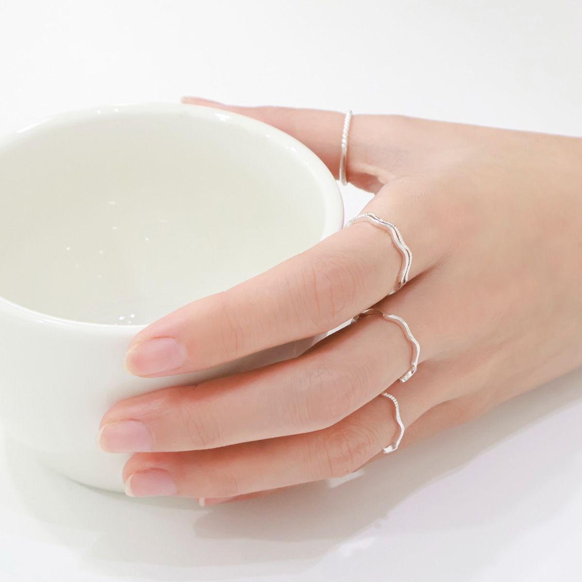 925 Silver Layered Midi Ring Set – 5 Pieces | 8TTITTO8