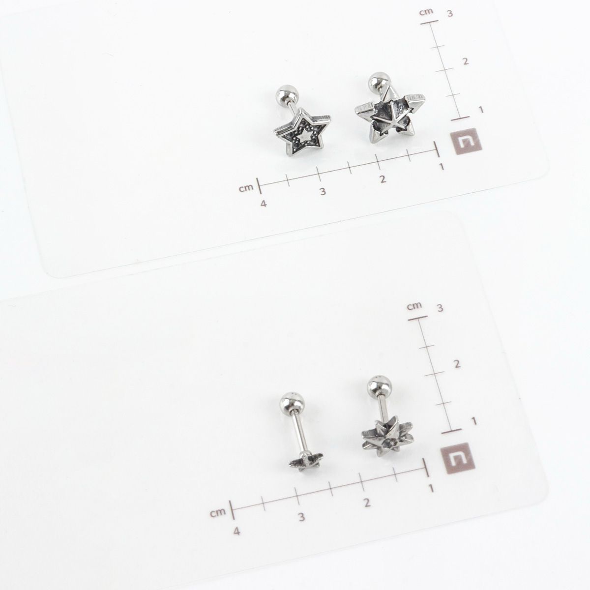 Vintage Y2K Chunky Star Barbell Stud Earrings - Surgical Steel Post, 4 Edgy Designs for Ear Stacking