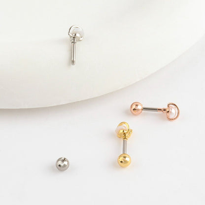 Saturn Planet Pearl Orbit Barbell Piercing with Star Detail - Surgical Steel