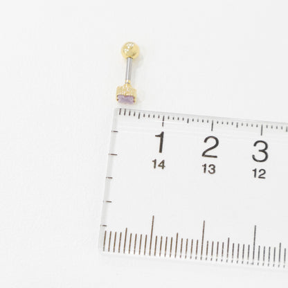 Four leaf clover mother of pearl piercing size comparison with ruler showing 4mm dimensions titanium post