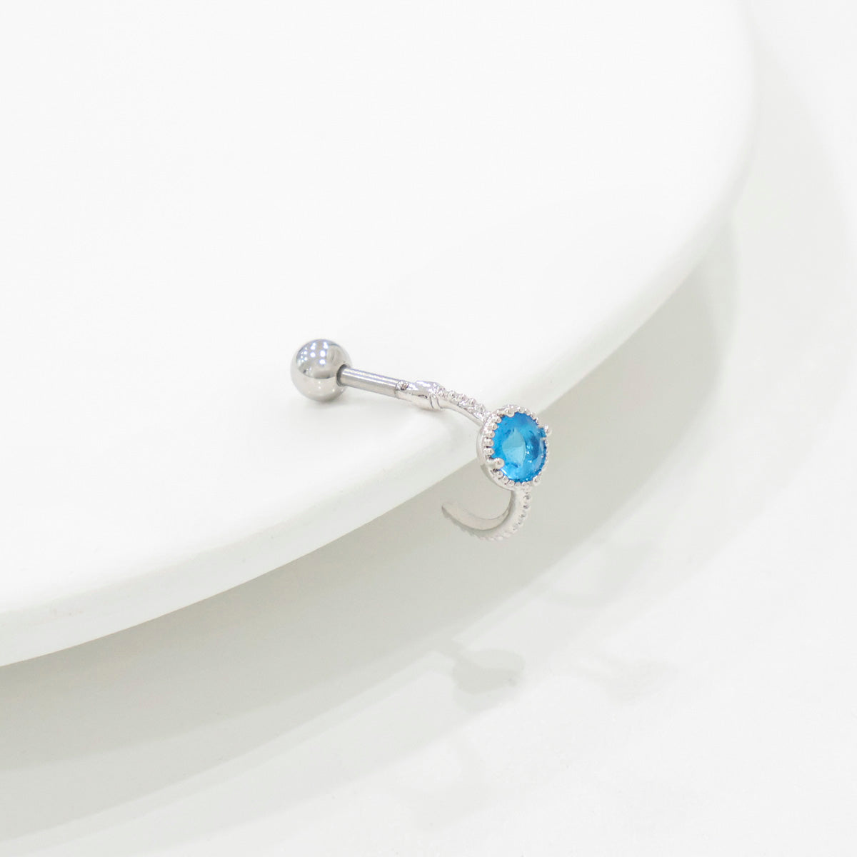 Blue CZ Barbell Studs (3 Styles) – Rhodium Plated