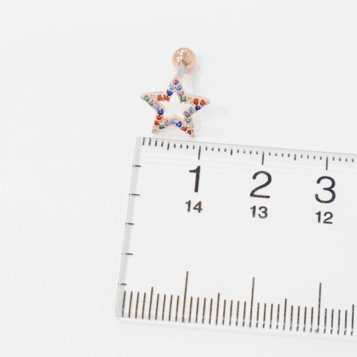 Rainbow CZ Star & Moon Piercing — Cartilage Helix Stud | Gold Silver Rose Gold