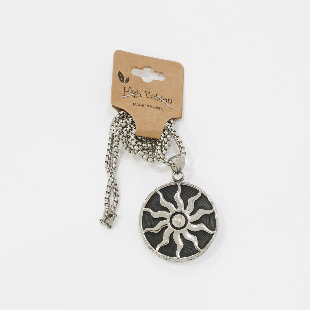 Sun Symbol Pendant Necklace — Stainless Steel Medallion | Unisex Layered Jewelry