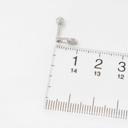 CZ Safety Pin Helix Earrings — Minimal Sparkle Barbell Studs in Silver & Rose Gold