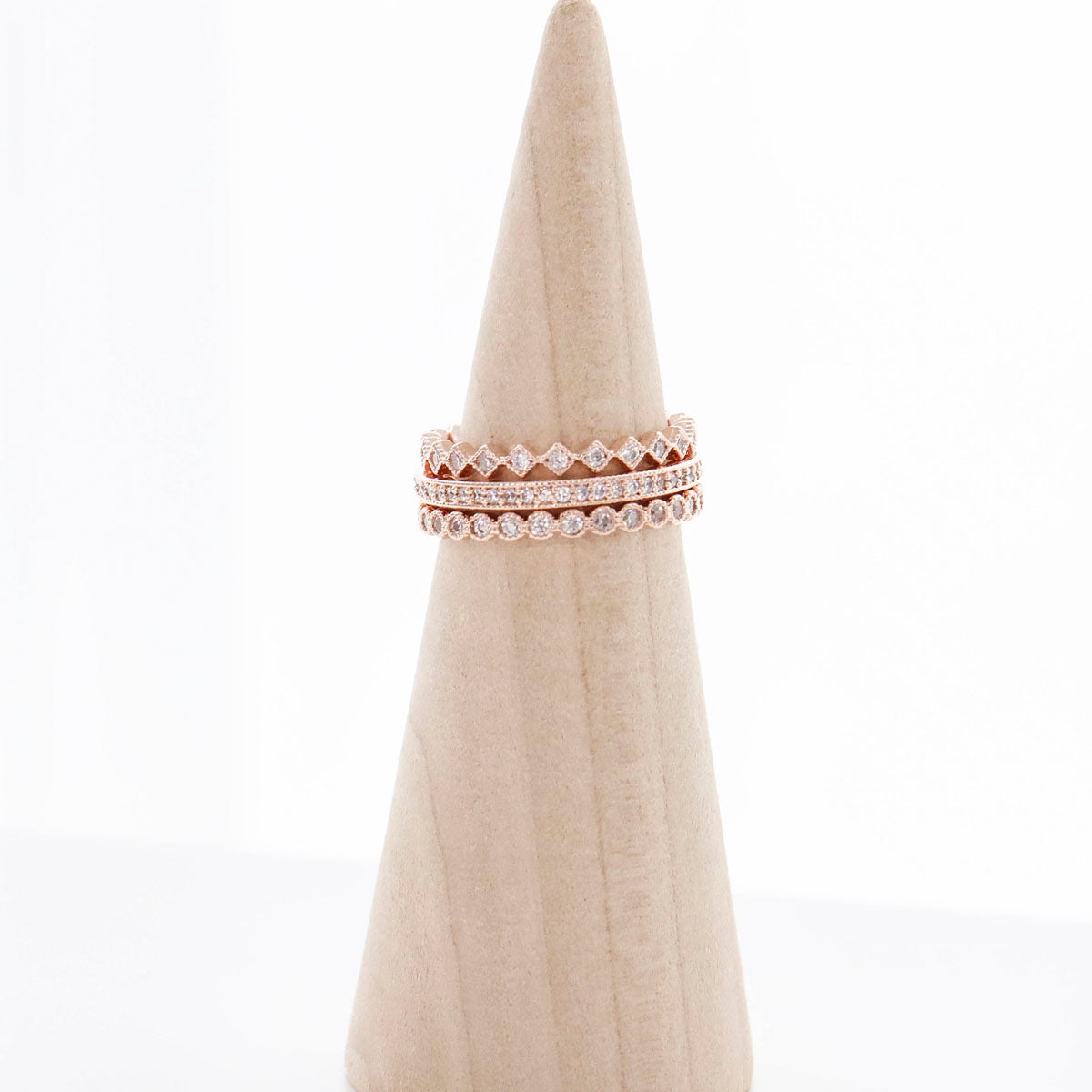 Pavé and bezel set stacking rings