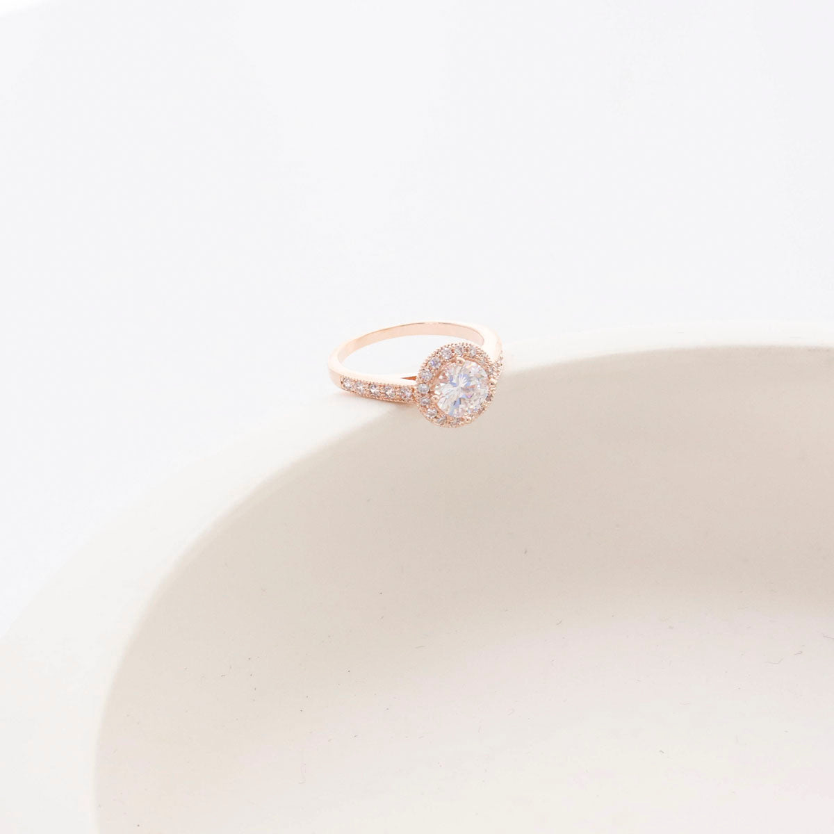 Halo CZ Ring - 14K Gold Plated Brass | Sparkly Travel Ring