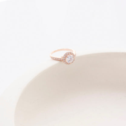 Halo CZ Ring - 14K Gold Plated Brass | Sparkly Travel Ring