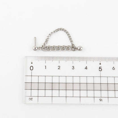 Surgical steel double chain earring - size reference