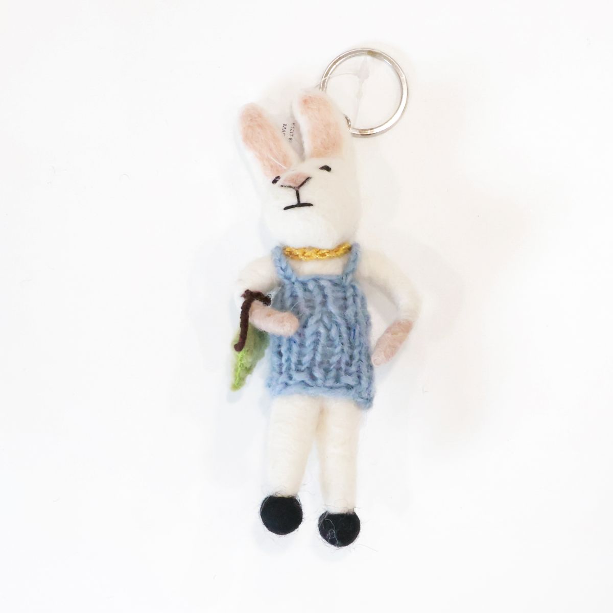 Handmade Wool Felt Animal Bag Charm - Cottagecore Rabbit & Bear Keychain - Cozy Winter Gift