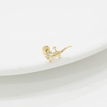 Sleek Gecko Lizard Cartilage Earring | Surgical Steel Helix Stud (Plain Metal)