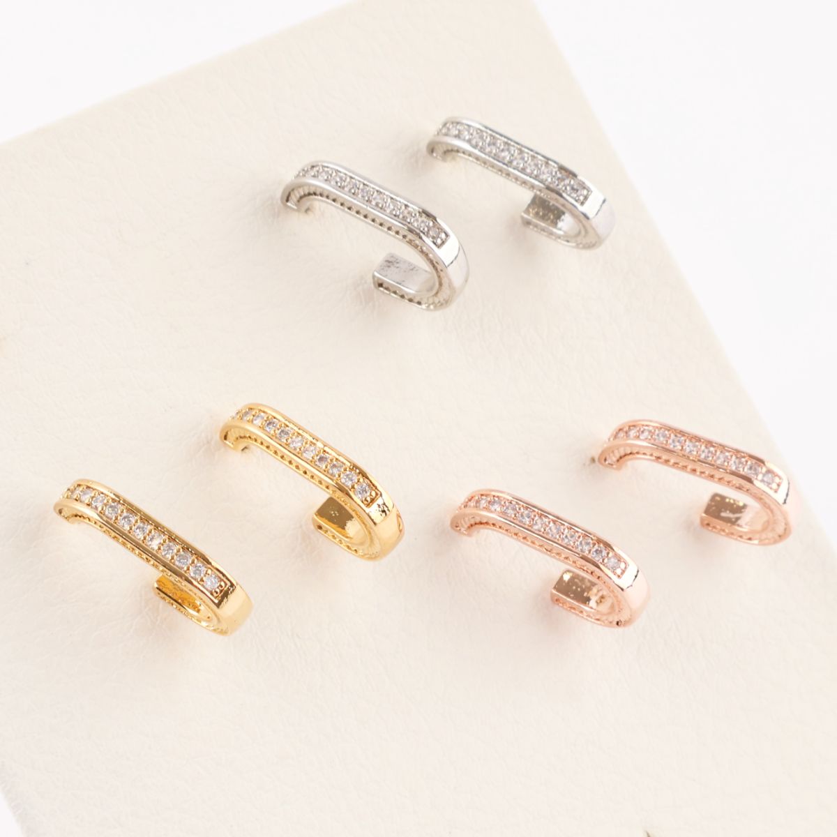 All three color options - gold, silver, rose gold oval drop earrings