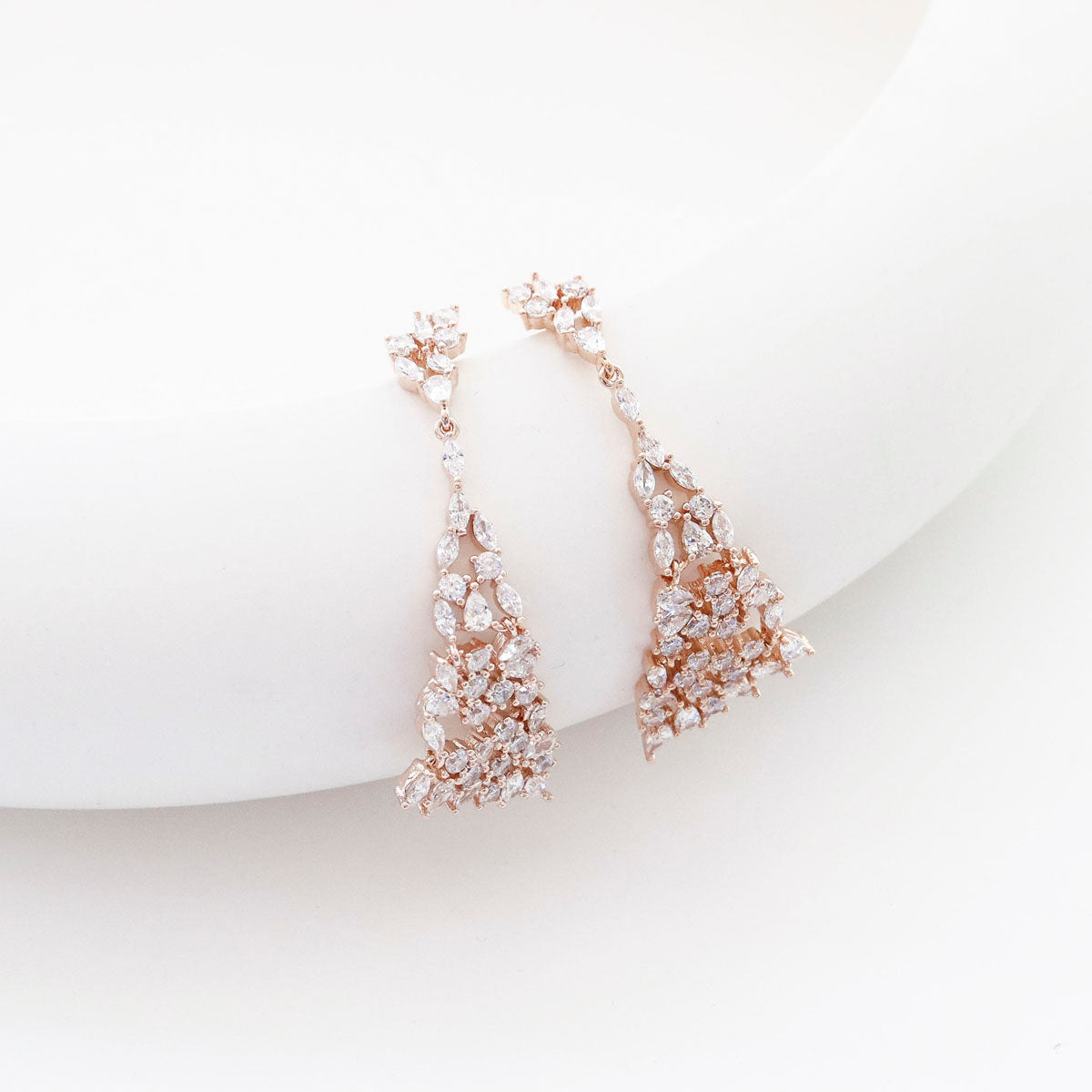 Exquisite Marquise CZ Chandelier Drop Earrings - 925 Silver Post