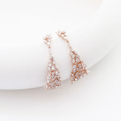 Exquisite Marquise CZ Chandelier Drop Earrings - 925 Silver Post