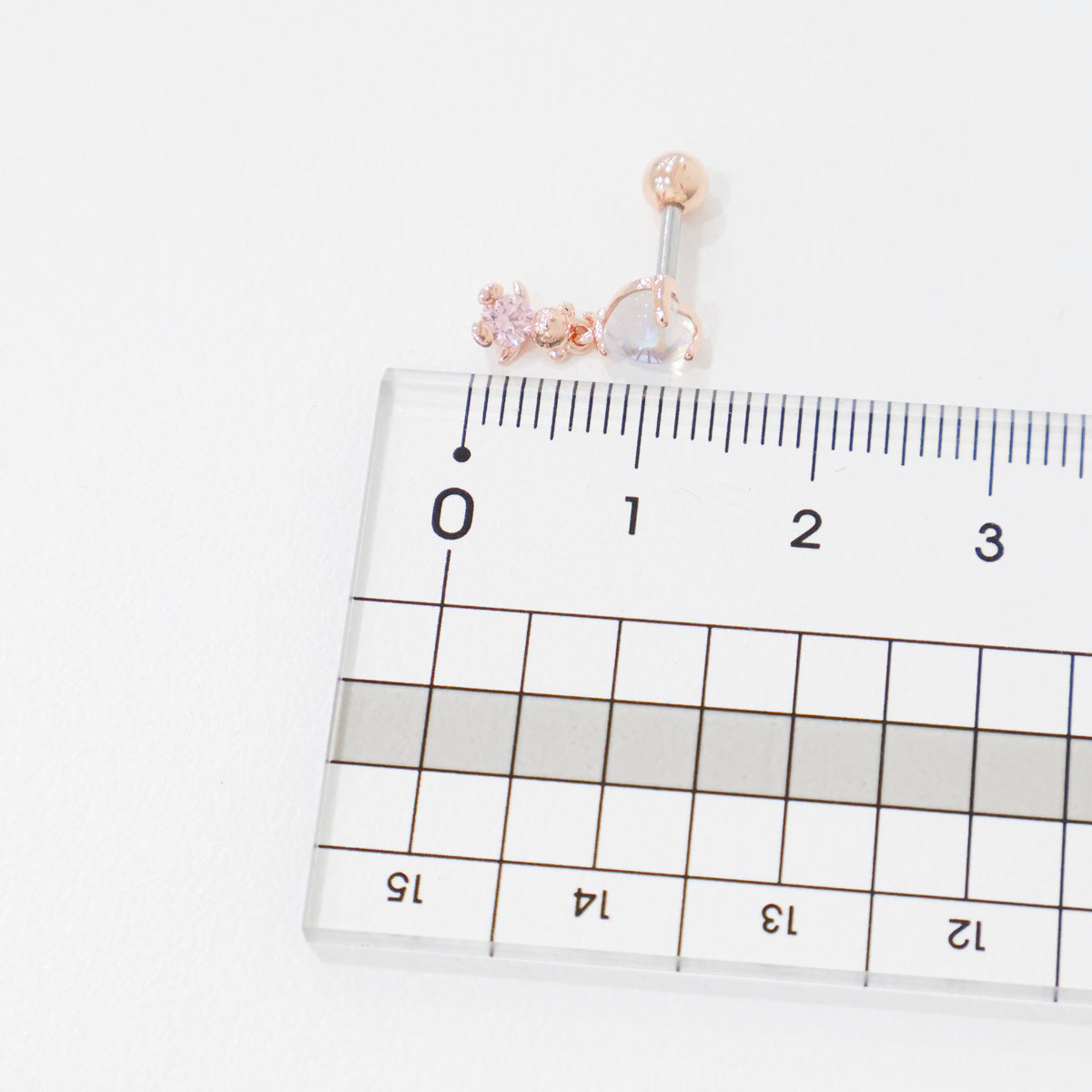 Iridescent Heart Bear Dangle Barbell – Kawaii Cartilage Piercing | Single