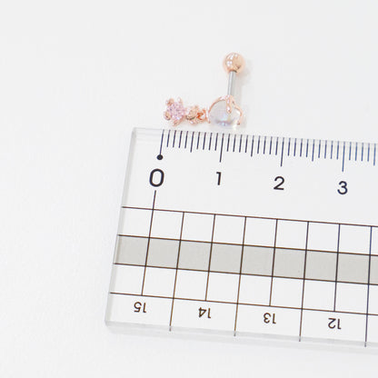 Iridescent Heart Bear Dangle Barbell – Kawaii Cartilage Piercing | Single