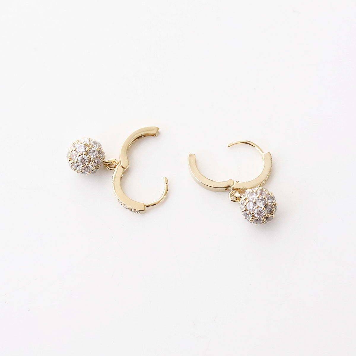 Sparkly Pavé Ball Huggie Hoop Earrings in Gold, Silver & Rose Gold