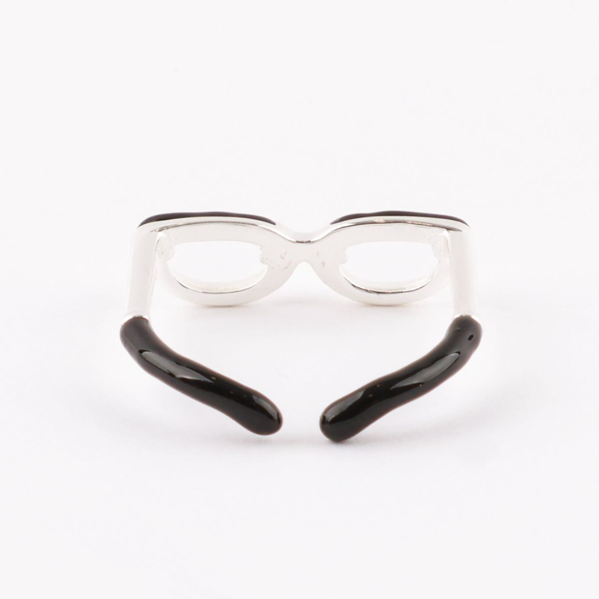 925 Silver Glasses Ring with Acrylic Lens - Adjustable Open Ring