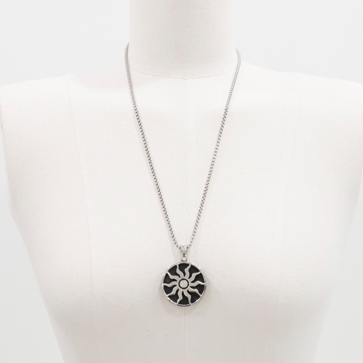 Sun Symbol Pendant Necklace — Stainless Steel Medallion | Unisex Layered Jewelry