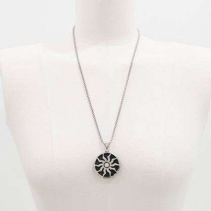 Sun Symbol Pendant Necklace — Stainless Steel Medallion | Unisex Layered Jewelry