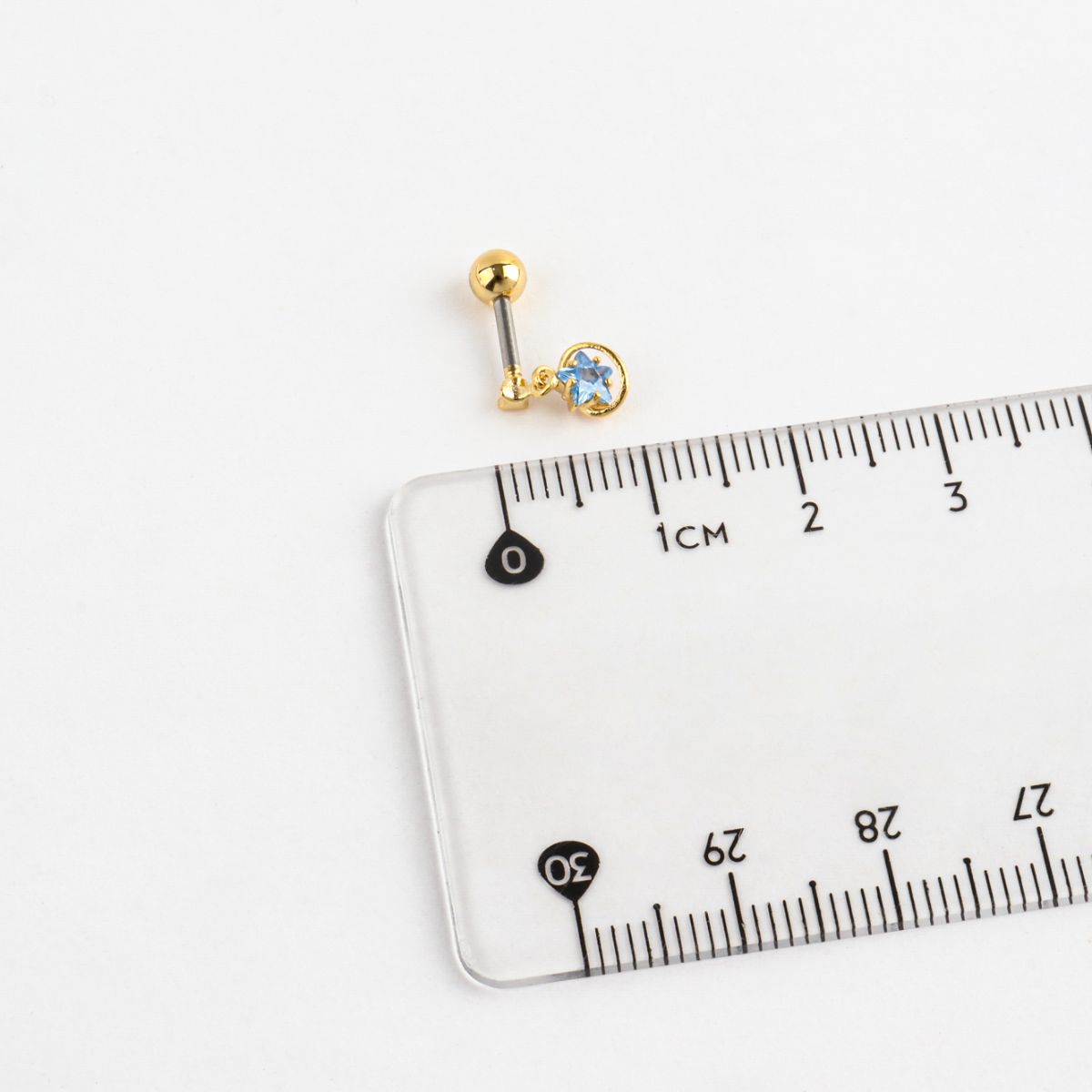 Planet Dangle Star Barbell Stud – Surgical Steel Bar, Clear/Blue CZ, Silver·Gold·Rose Gold