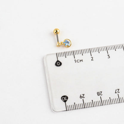 Planet Dangle Star Barbell Stud – Surgical Steel Bar, Clear/Blue CZ, Silver·Gold·Rose Gold
