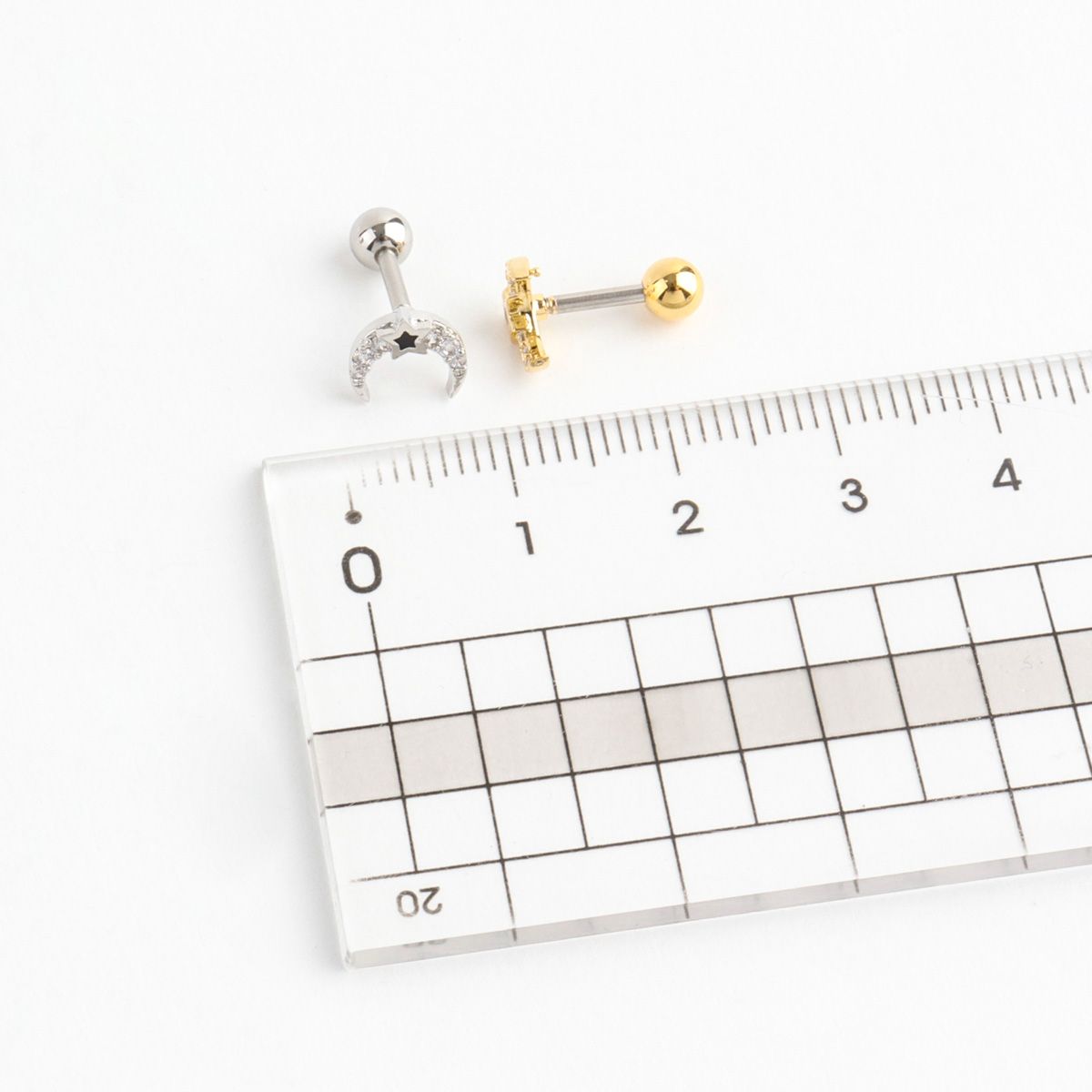 Black Star Crescent Moon Barbell in Gold, Silver & Rose Gold