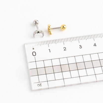 Black Star Crescent Moon Barbell in Gold, Silver & Rose Gold